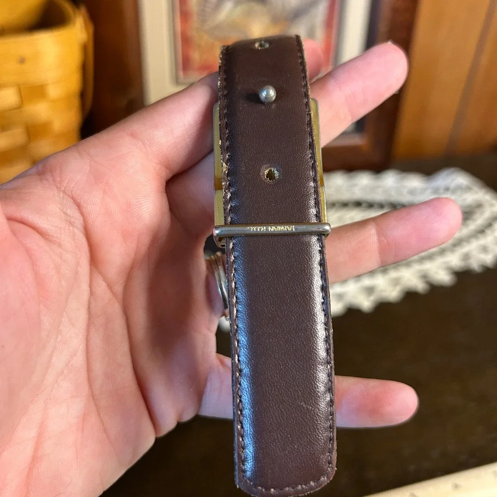 Vintage Republic of‎ China Brown Leather Belt with Brass Buckle Men's Classic